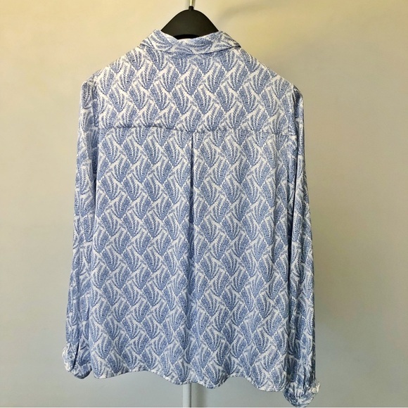 ESQUALO Pattern Silky Pastel Blue Boho Lightweight Button Down Blouse Shirt. - Picture 3 of 15